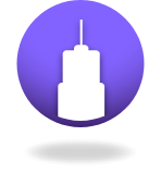 Insulin needle inside circle icon
